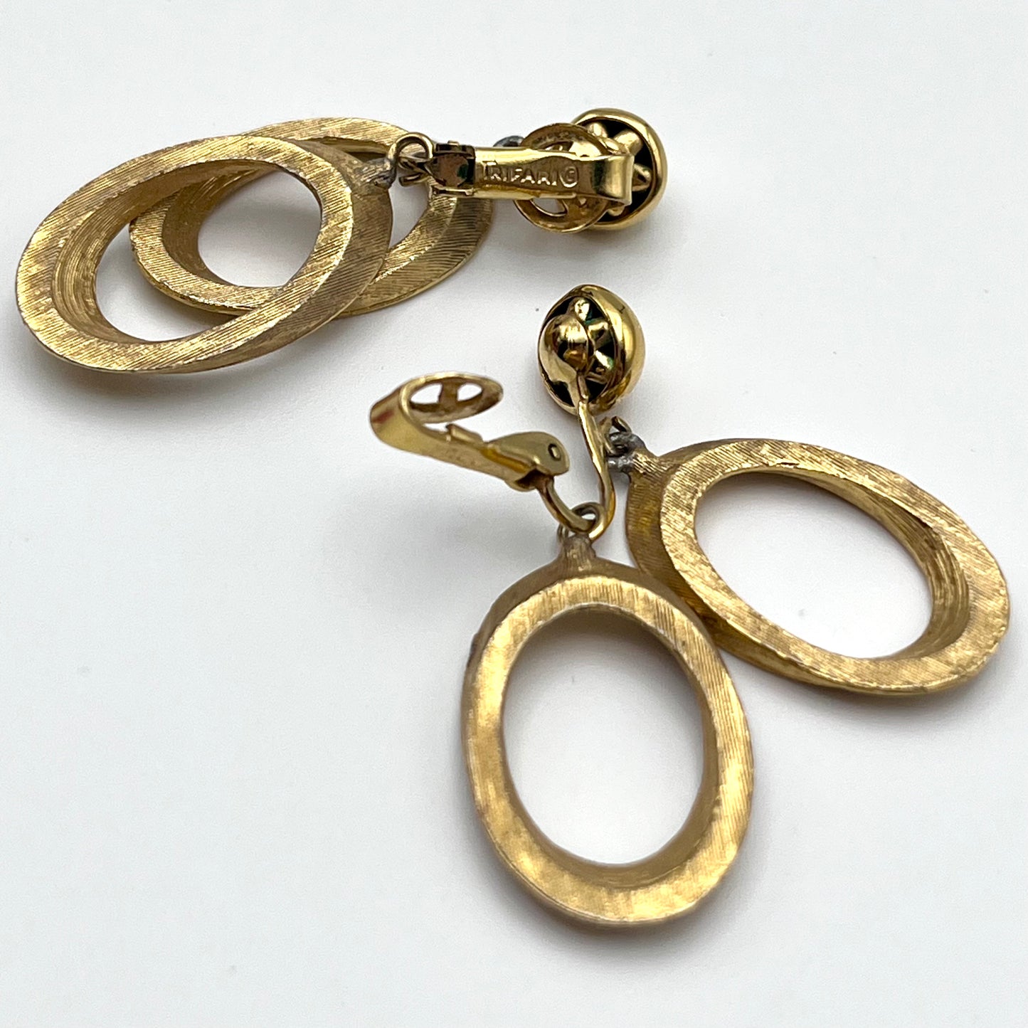 1960s Trifari Crown Gold Dangle Earrings