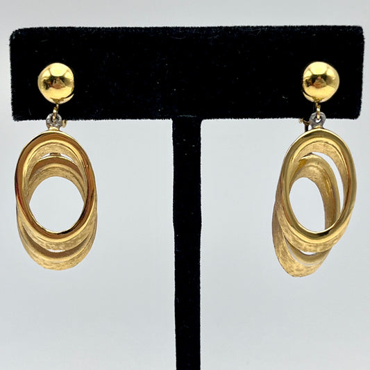 1960s Trifari Crown Gold Dangle Earrings