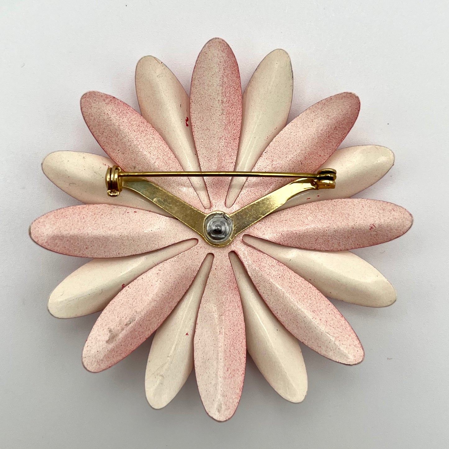 Late 60s/ Early 70s Pink Enamel Flower Brooch