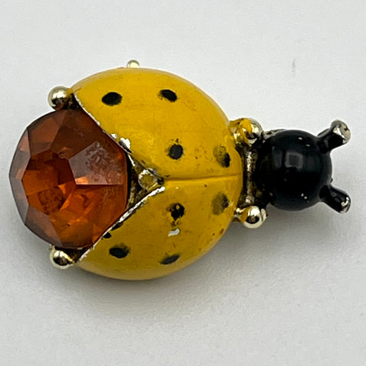 Vintage Enamel & Rhinestone Lady Bug Brooch