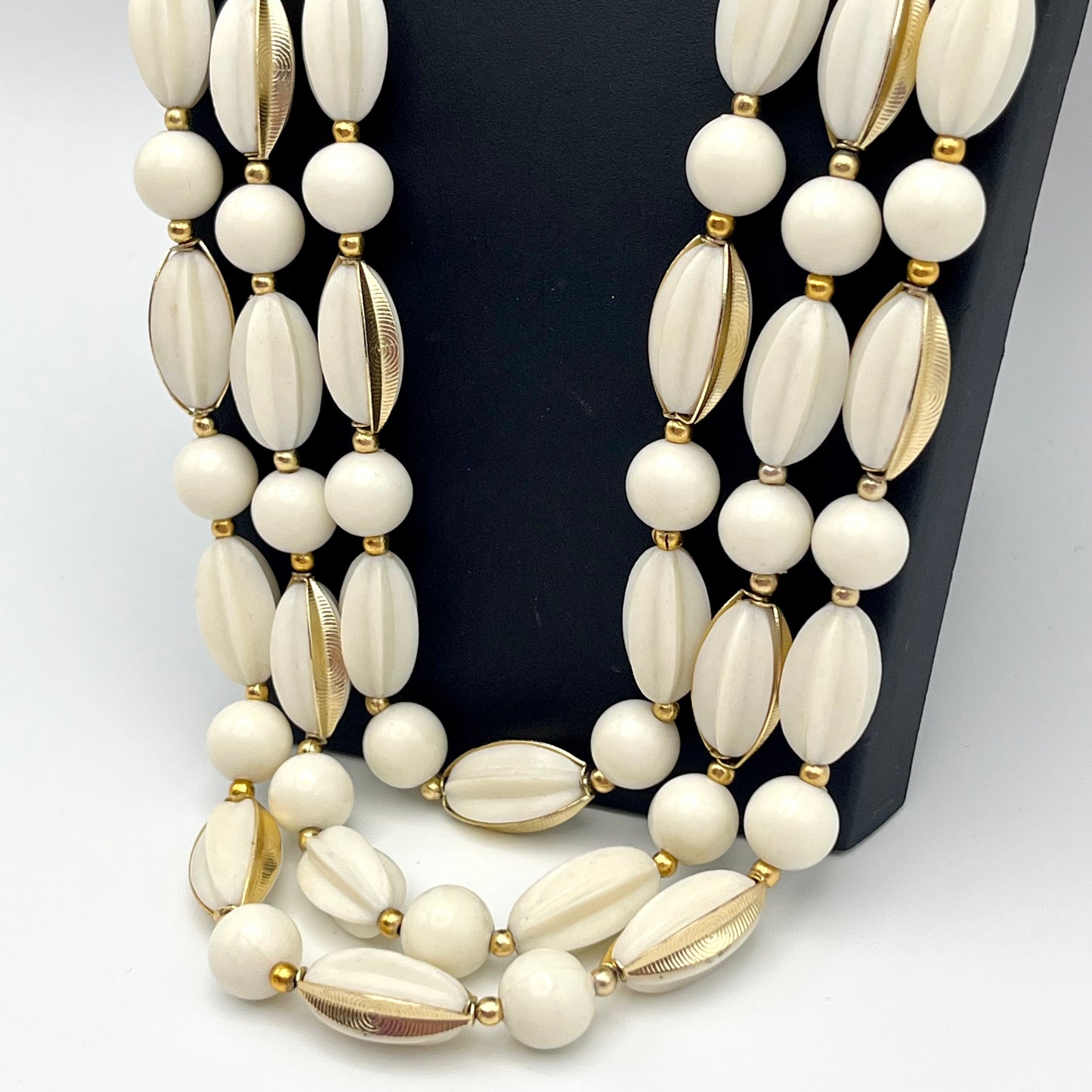 1960s Hong Kong 3-Strand Beaded Necklace