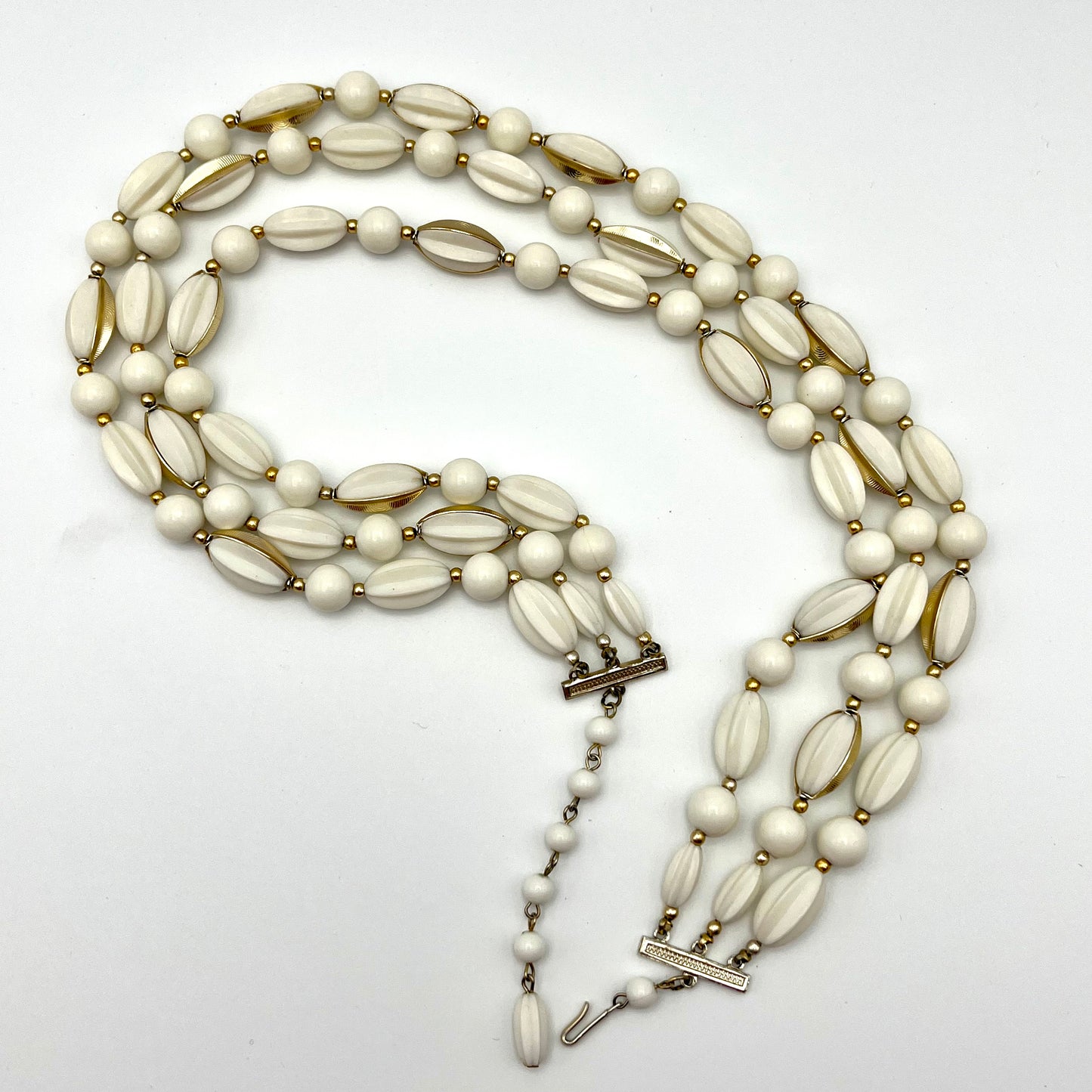 1960s Hong Kong 3-Strand Beaded Necklace