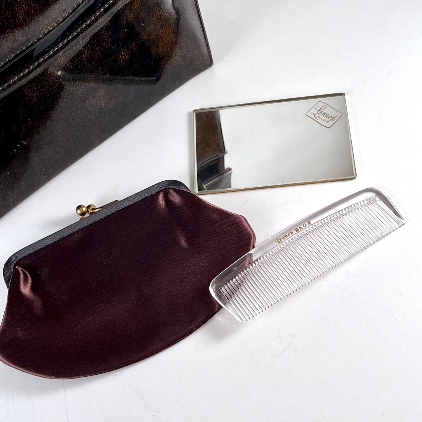 1950s Lennox Handbag With Original Mirror, Comb & Change Purse