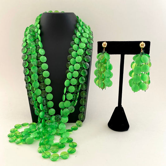 Late 60s/ Early 70s Bead Necklace & Earring Set