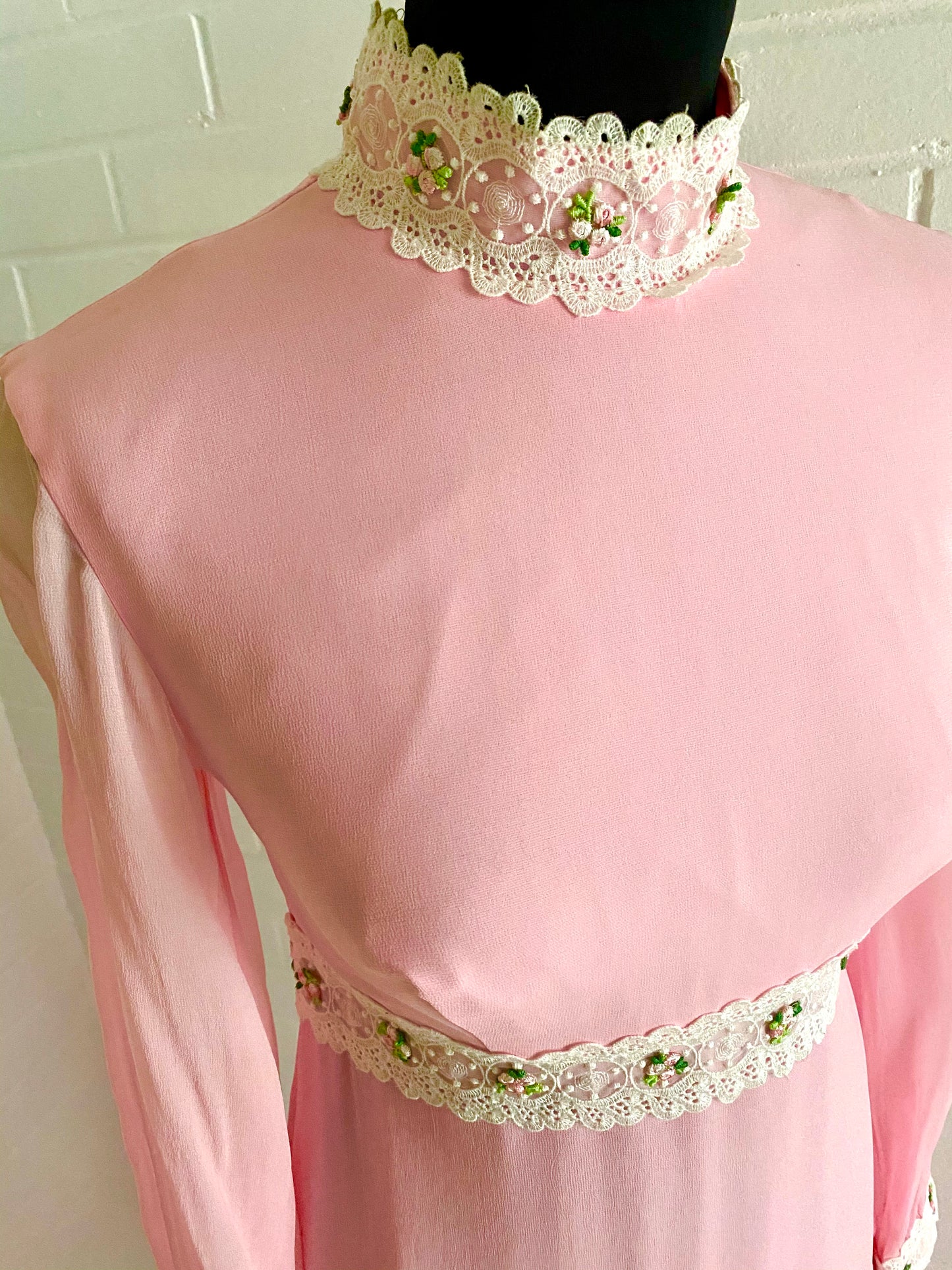 Late 50s/ Early 60s Pink Chiffon Maxi Dress