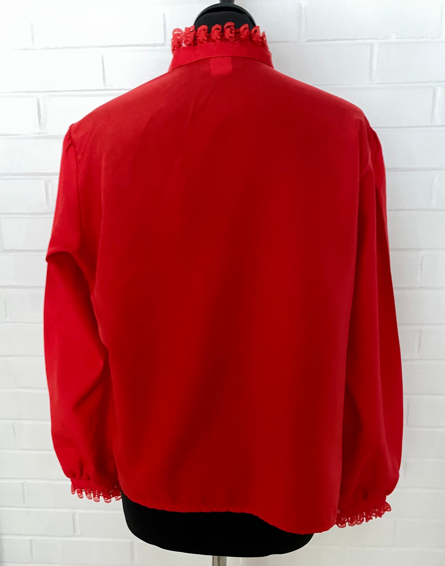 1980s Rhapsody Red Ruffled Blouse