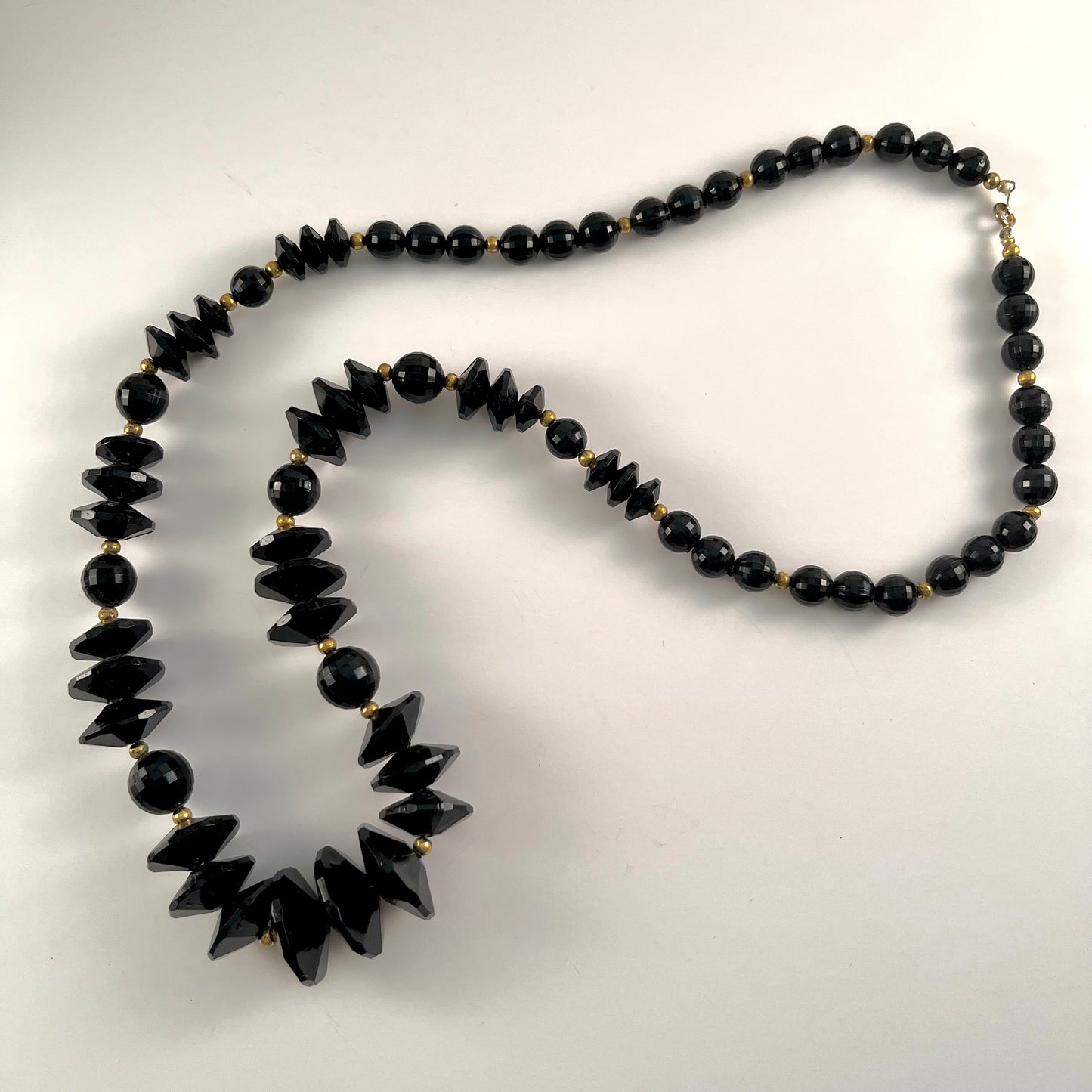1980s Unique Black Bead Necklace