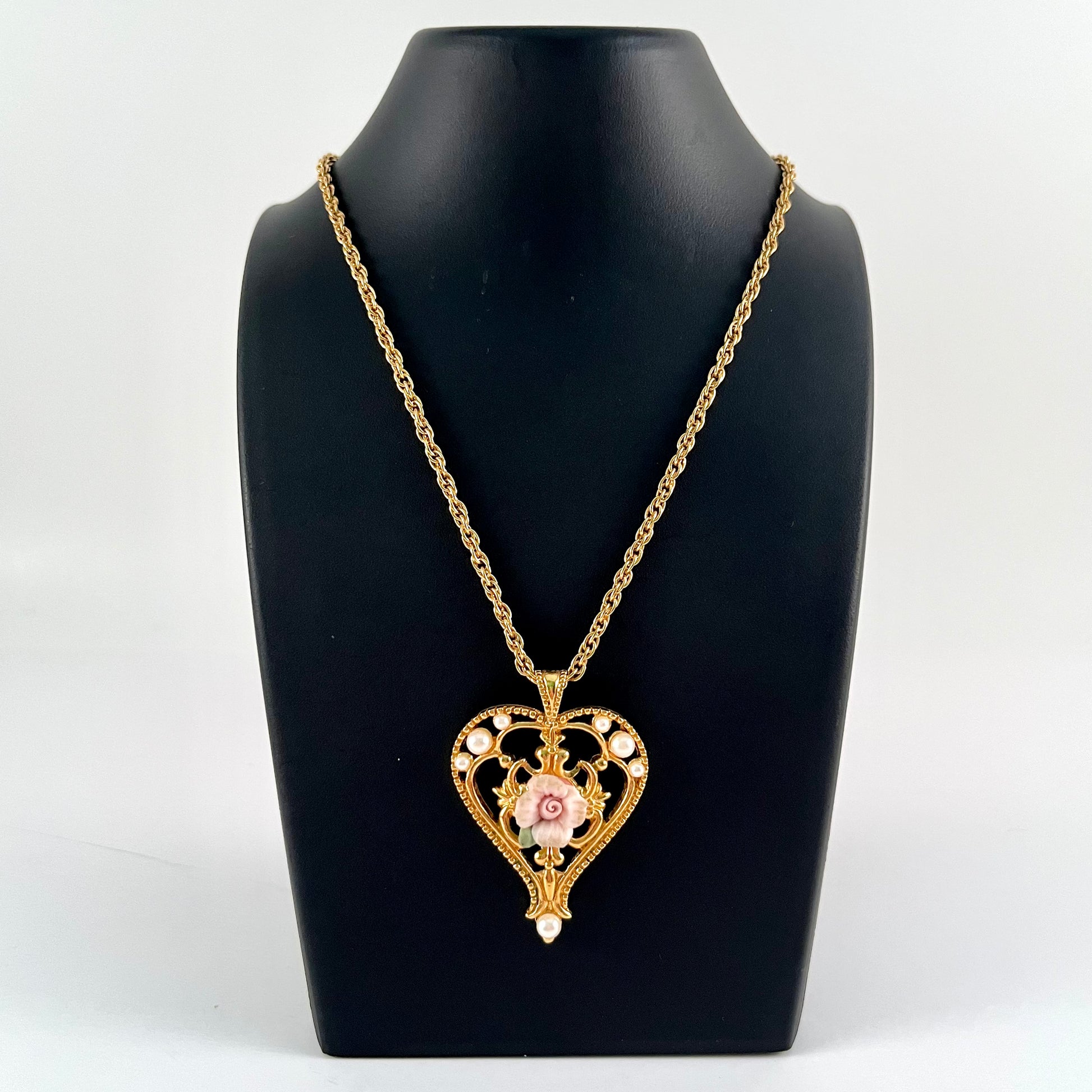 1995 Avon Victorian Style Heart Necklace Retro Kandy Vintage
