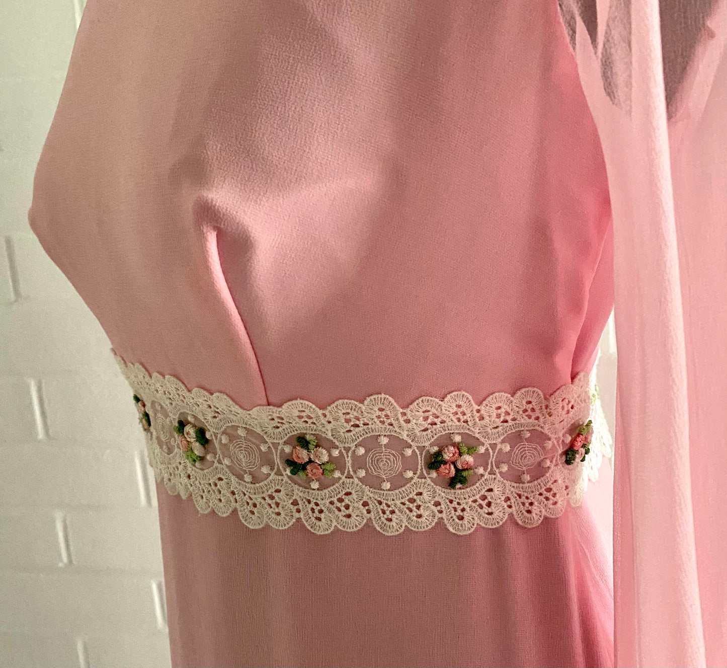 Late 50s/ Early 60s Pink Chiffon Maxi Dress