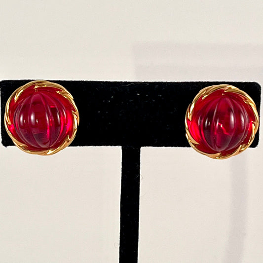 1986 Avon Raj Earrings -Ruby