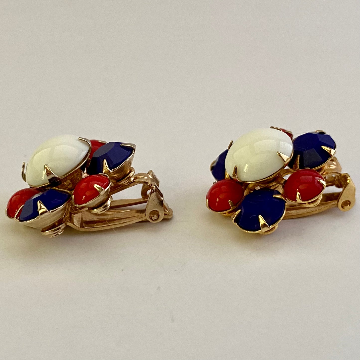 Late 50s/ Early 60s Patriotic Glass Bead Earrings