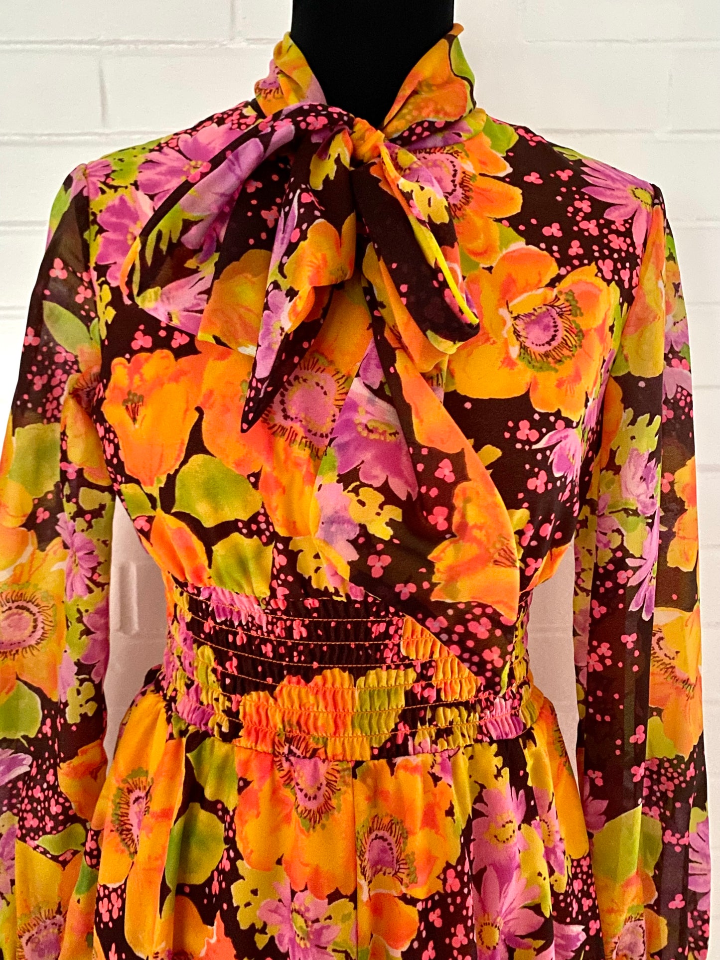 Late 60s/ Early 70s Flowered Maxi Dress