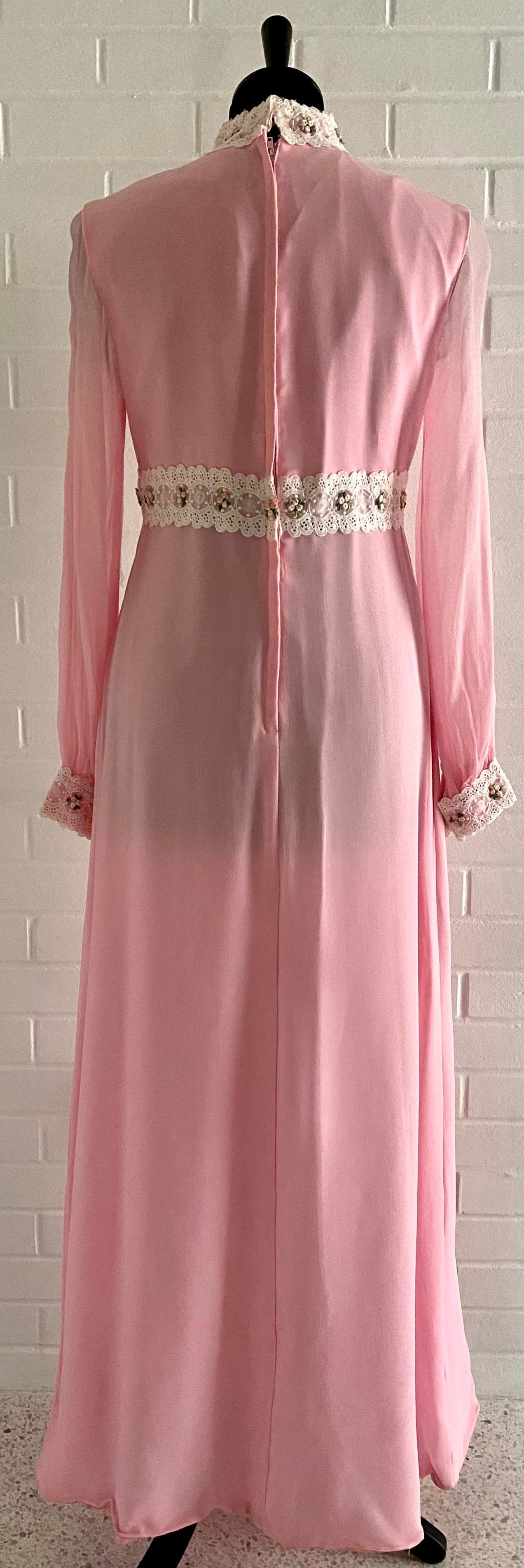 Late 50s/ Early 60s Pink Chiffon Maxi Dress