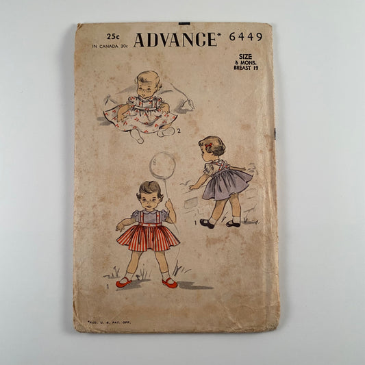 1940s Advance Baby/Toddler Blouse & Skirt Pattern No.6449