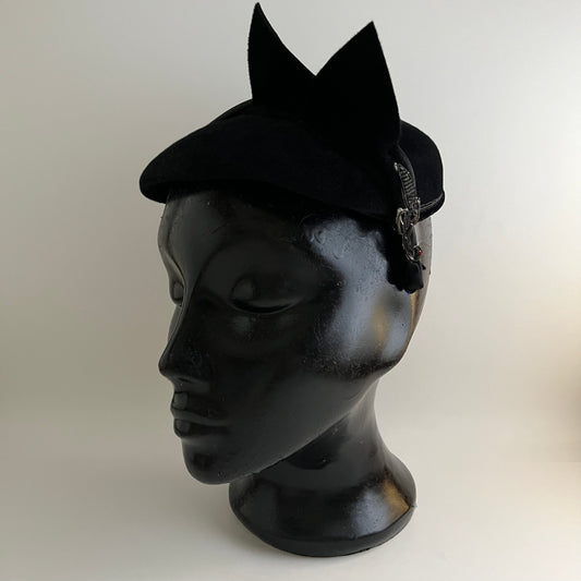 Late 40s/ Early 50s Velour Cocktail Hat