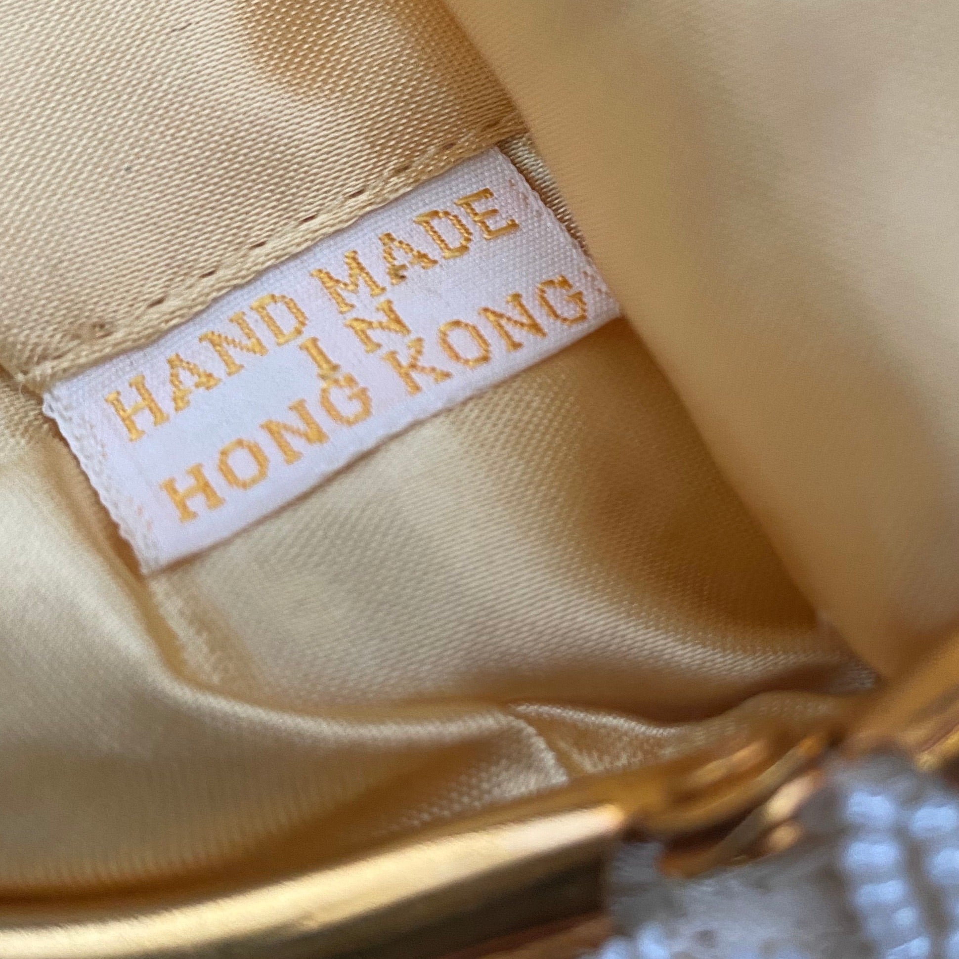 Circa 1950s Hong Kong Made Sequin Beaded White Purse/Handbag - D & L Vintage