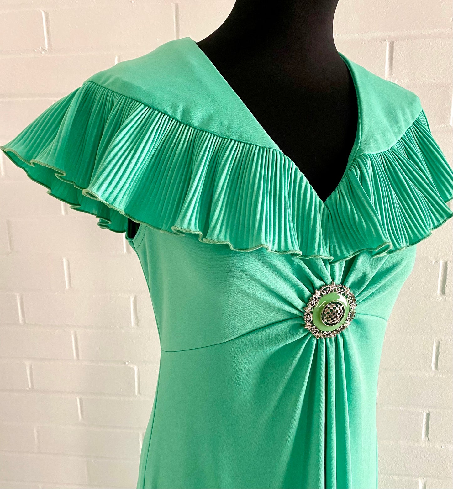 1960s Mermaid Green Maxi Dress