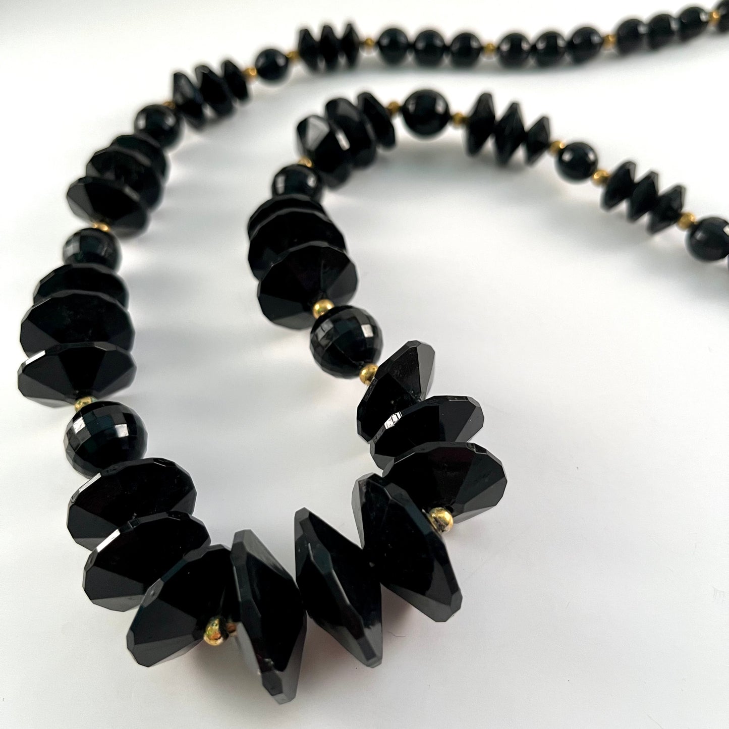 1980s Unique Black Bead Necklace