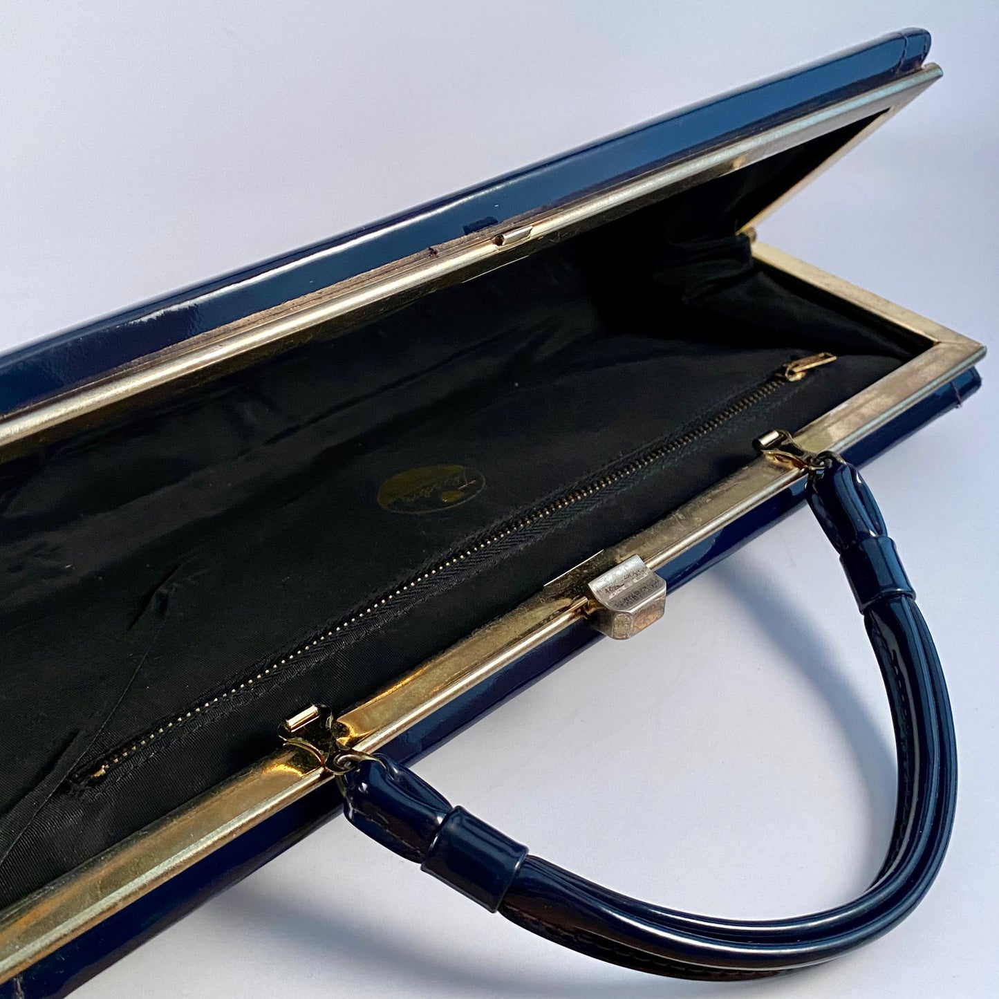 1950s Theodor California Blue Patent Leather Handbag/Clutch