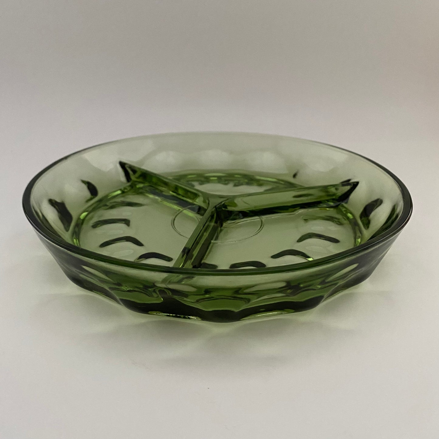 Late 60s/ Early 70s Green Glass Divided Dish