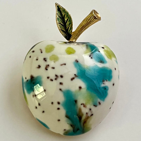 1960s Rene Ceramic Apple Brooch