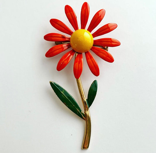 Late 60s/ Early 70s Enamel Flower Brooch