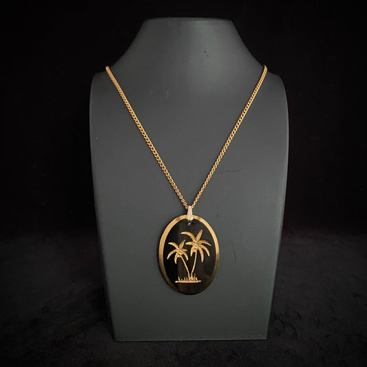 70s/80s Palm Tree Pendant Necklace