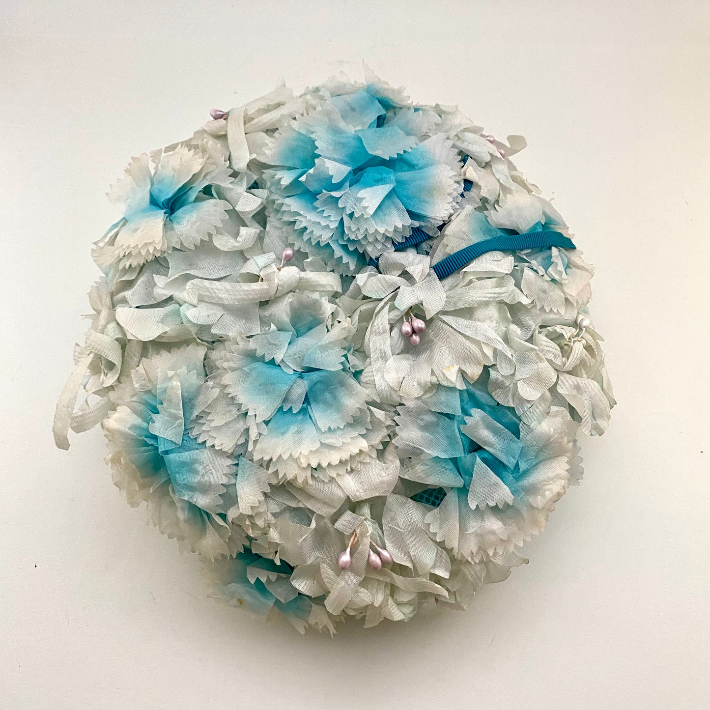 Late 50s/ Early 60s Aqua Faux Flower Hat