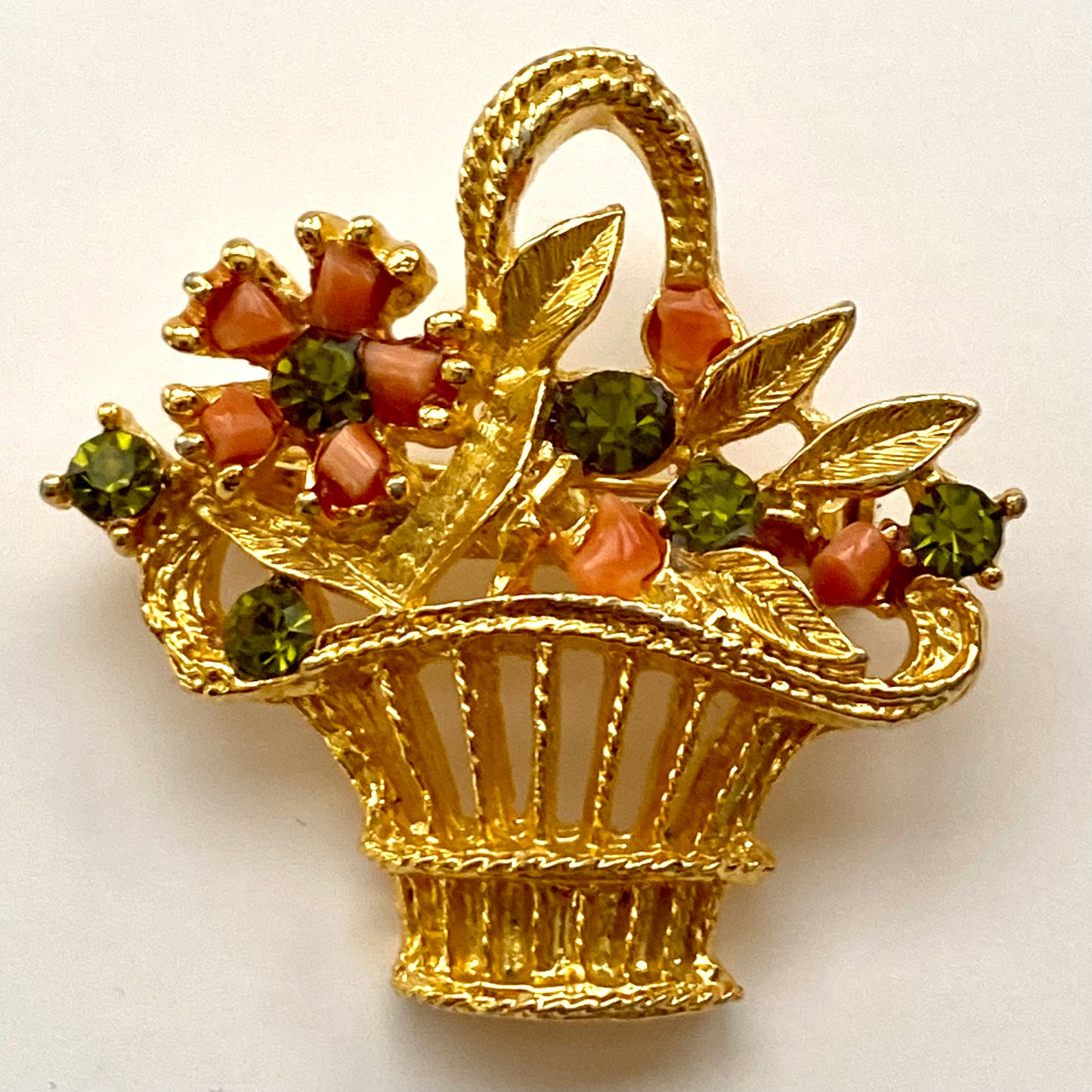 Late 70s/ Early 80s Floral Basket Brooch