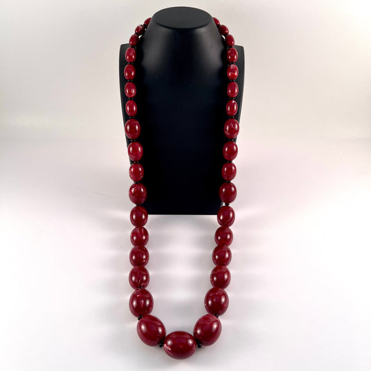 Late 70s/ Early 80s Monet Burgundy Bead Necklace