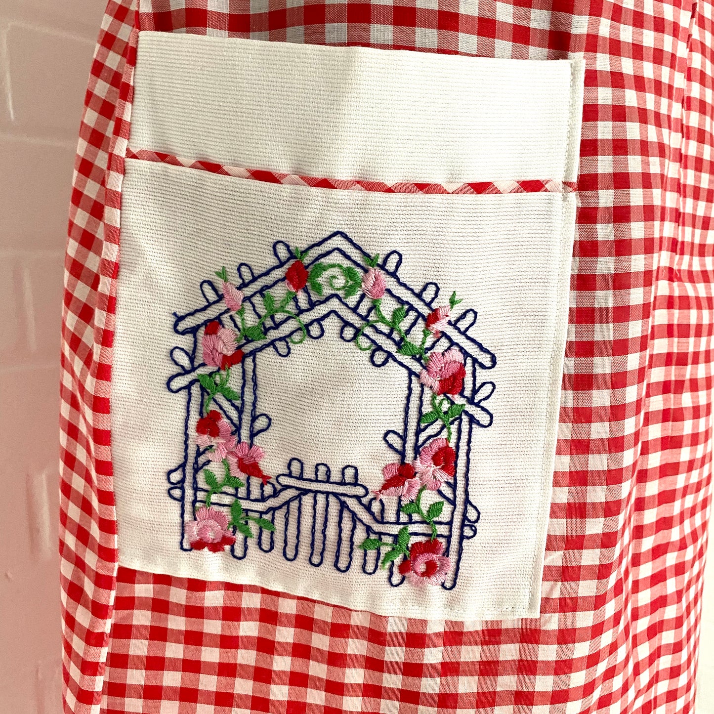 Late 60s/ Early 70s Red & White House Dress