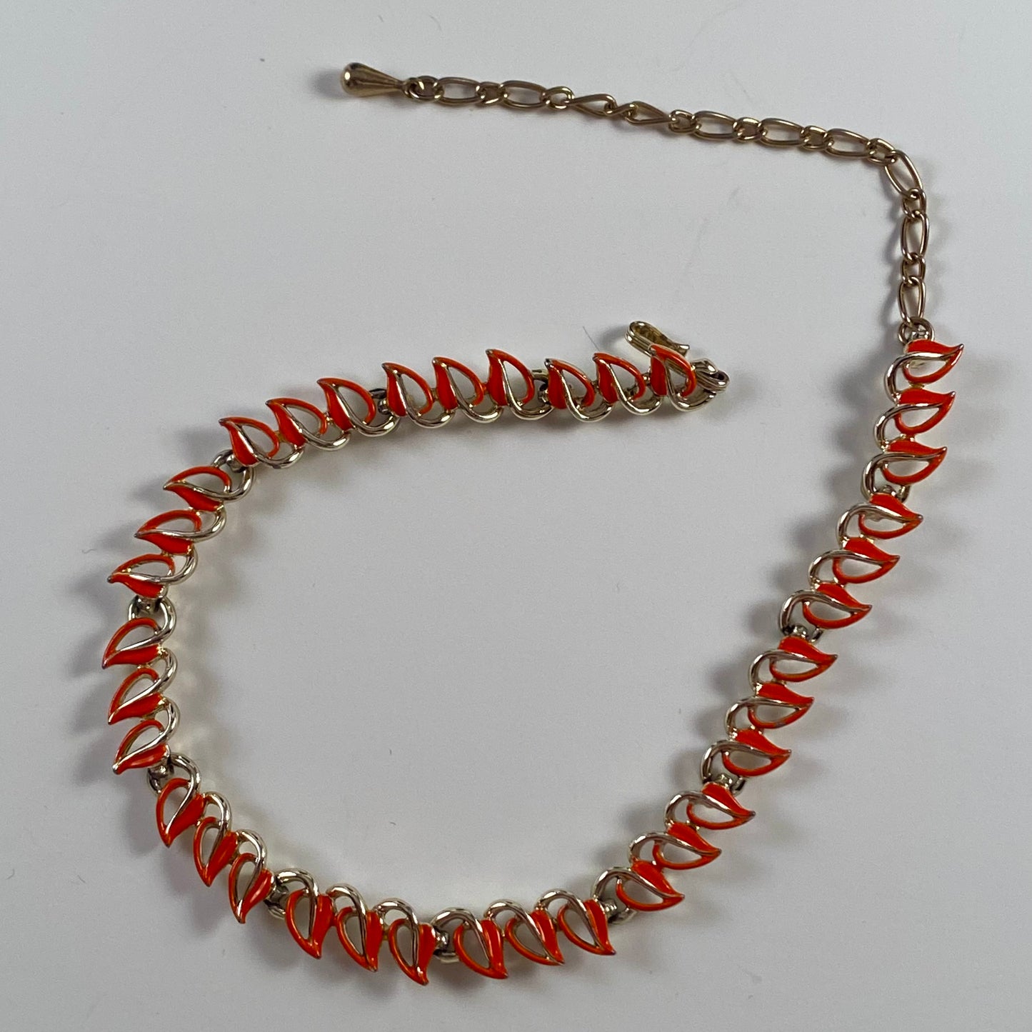 1960s Enamel & Gold-Tone Metal Leaf Necklace