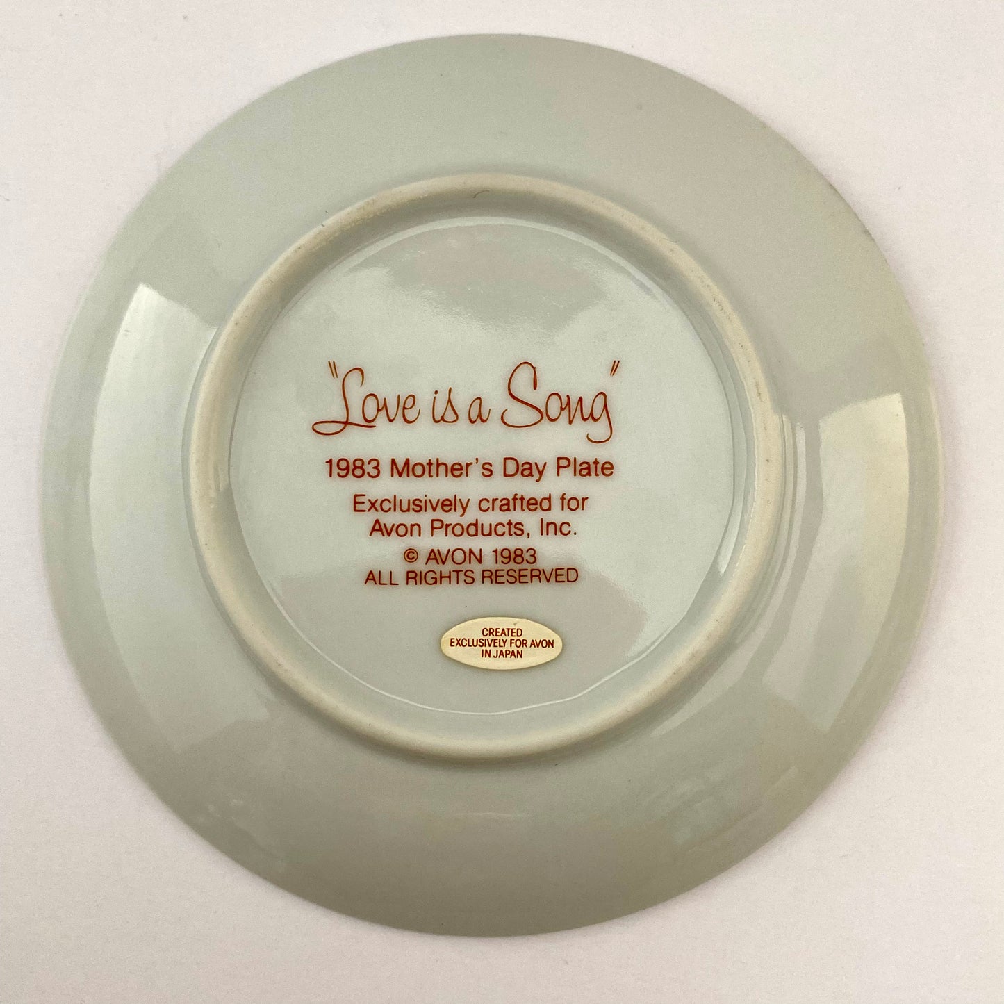 1983 Avon Mother's Day "Love is a Song" Plate