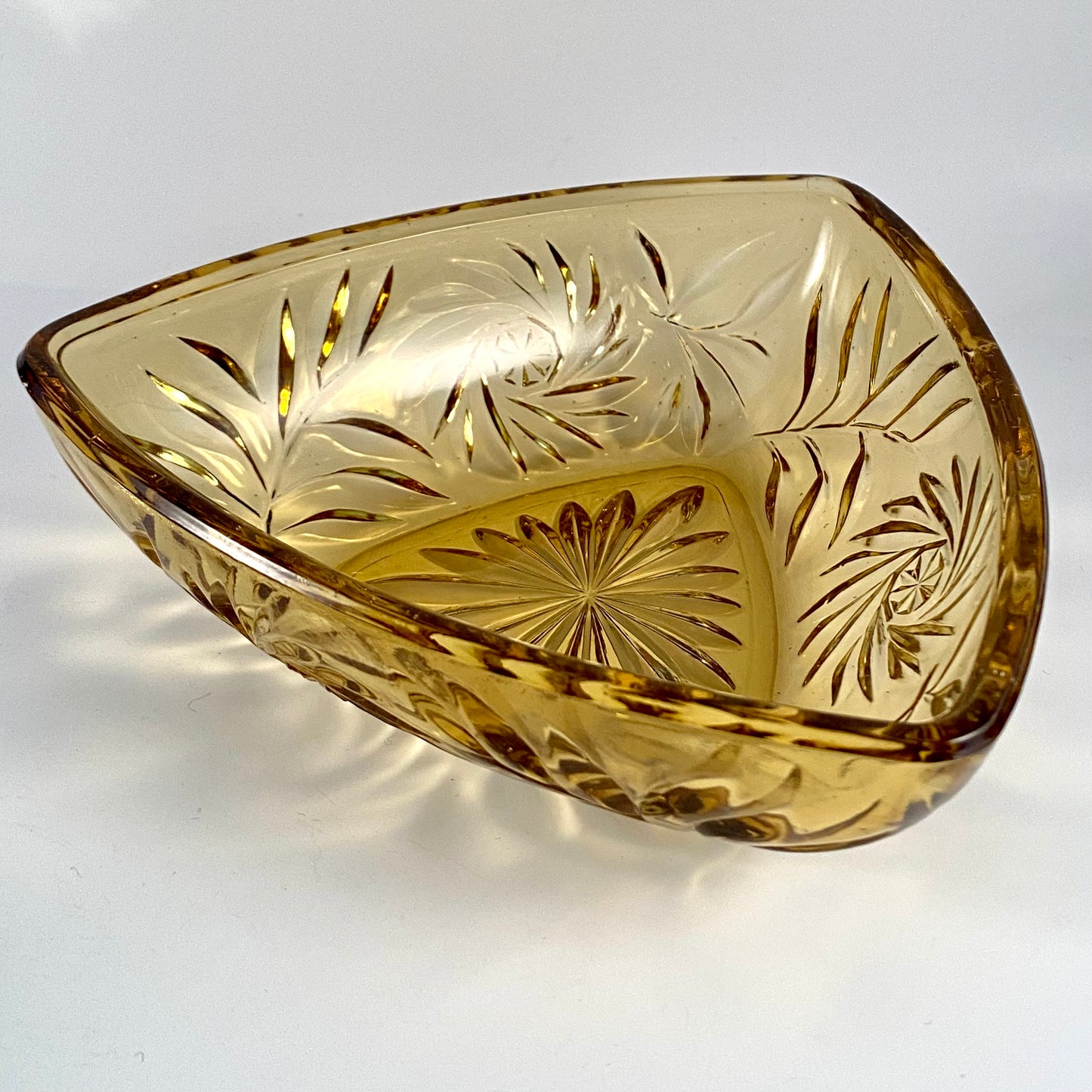 1970s Honey Amber Glass Dish