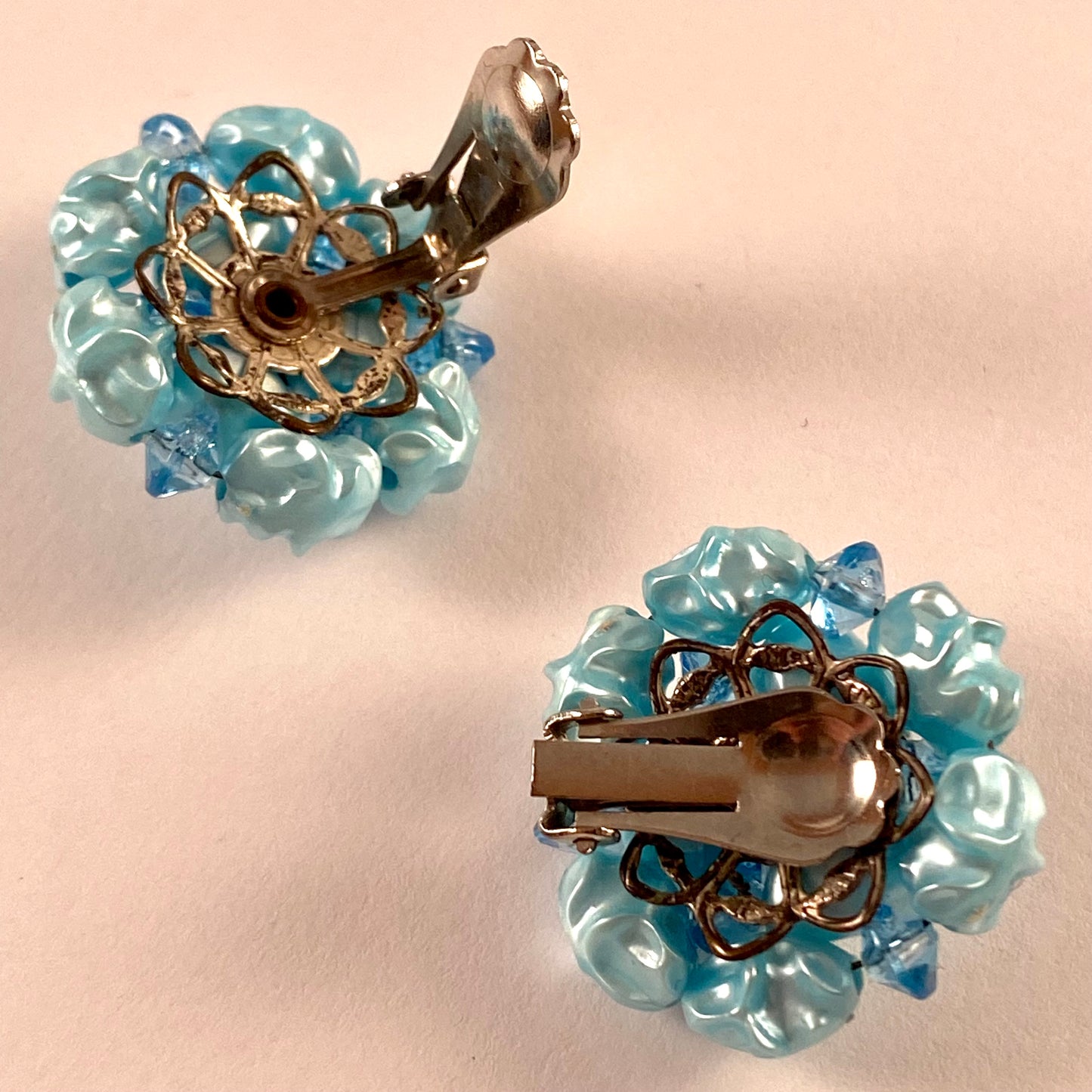 1960s Aqua Bead Earrings