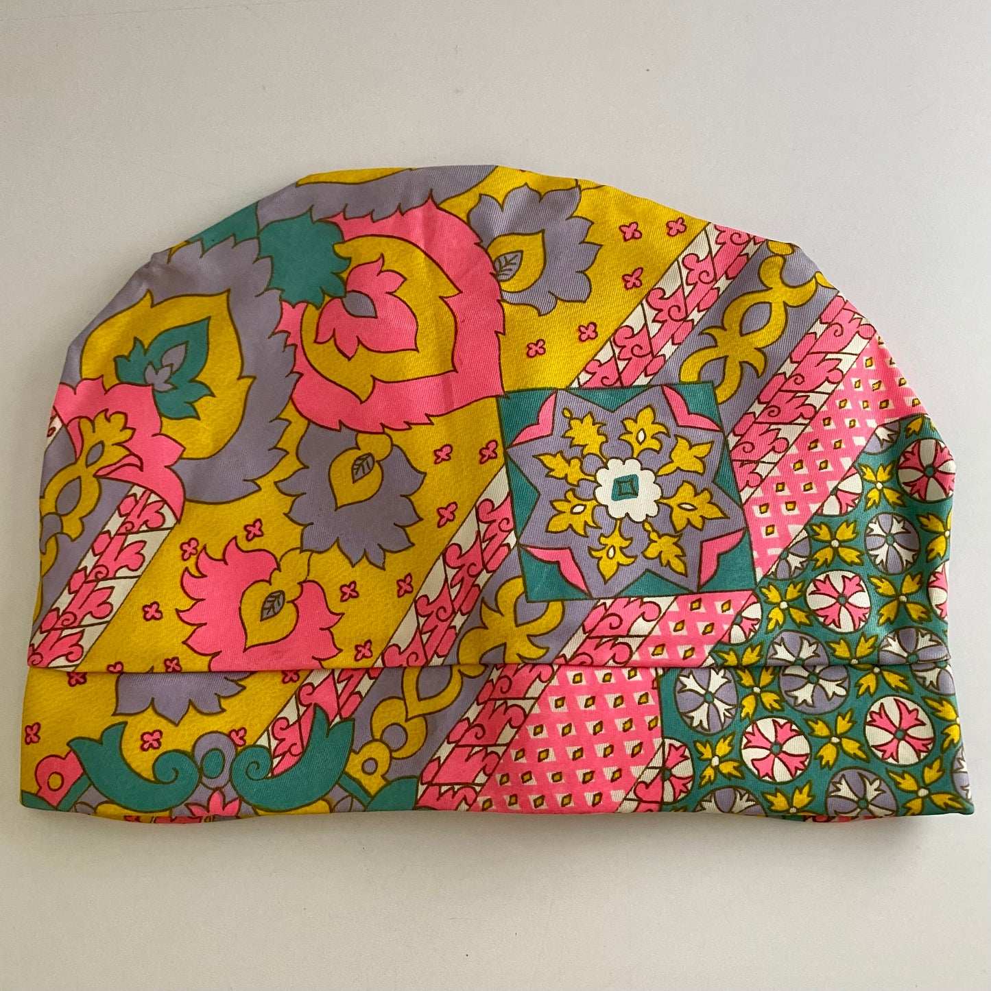 1960s Psychedelic Paisley Turban/ Head Scarf With Matching Scarf