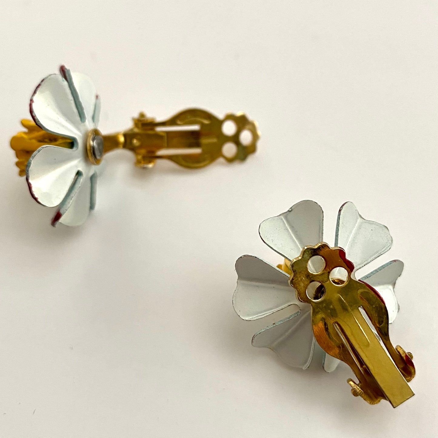 Late 60s/ Early 70s Unique Enamel Flower Earrings