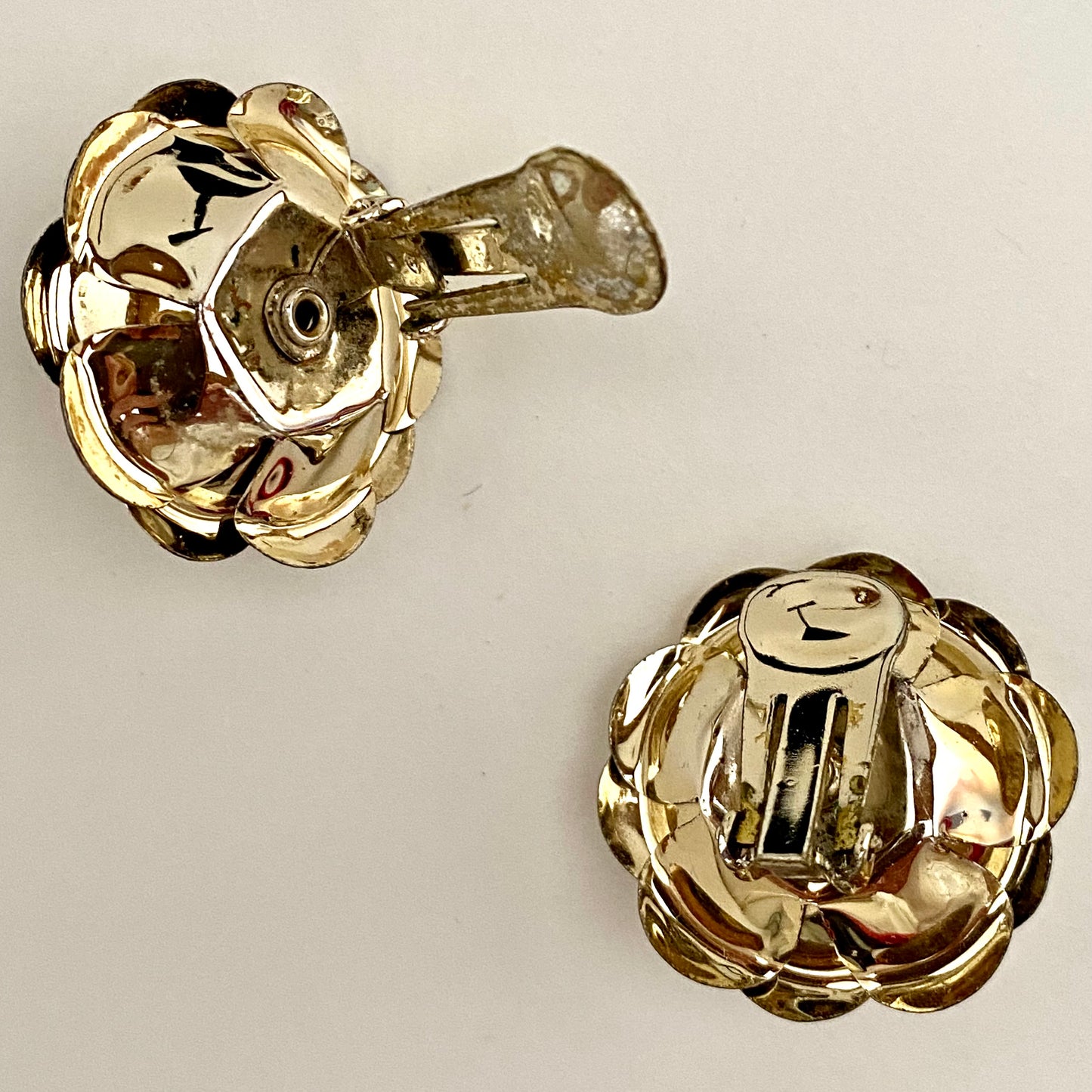 1960s Gold-Tone Flower Earrings