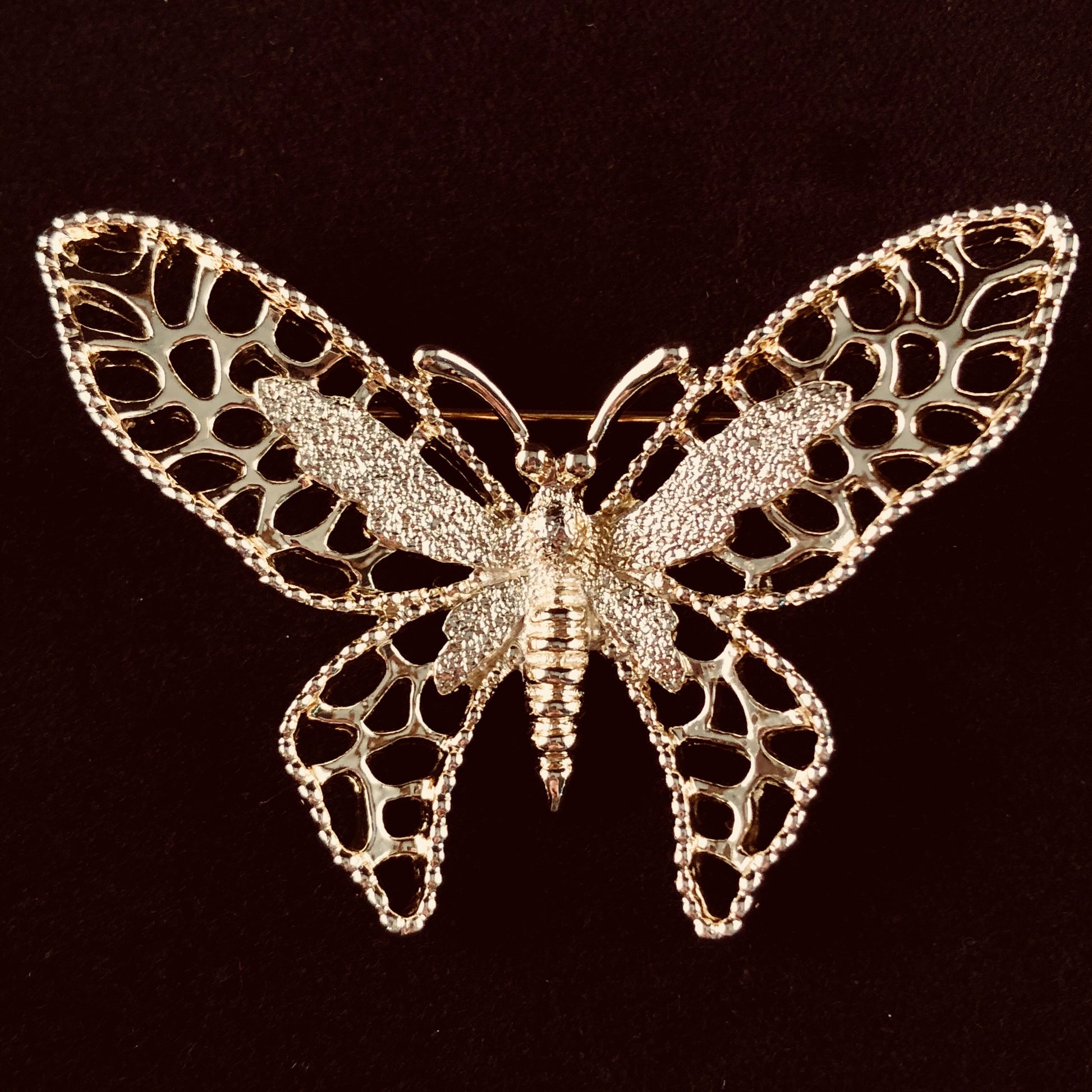1971 Sarah Coventry Madam Butterfly Gold Brooch - Retro Kandy Vintage