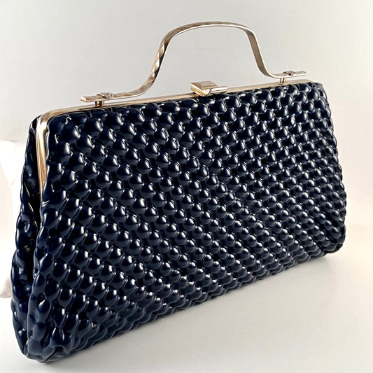 1960s Textured Vinyl Clutch With Optional Handle