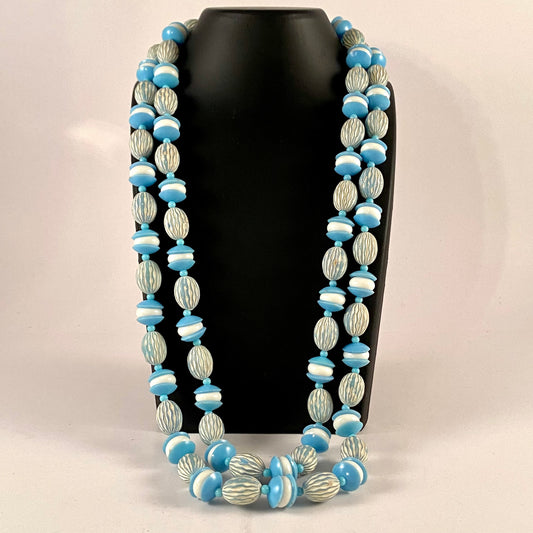 1960s Hong Kong Double Strand Bead Necklace