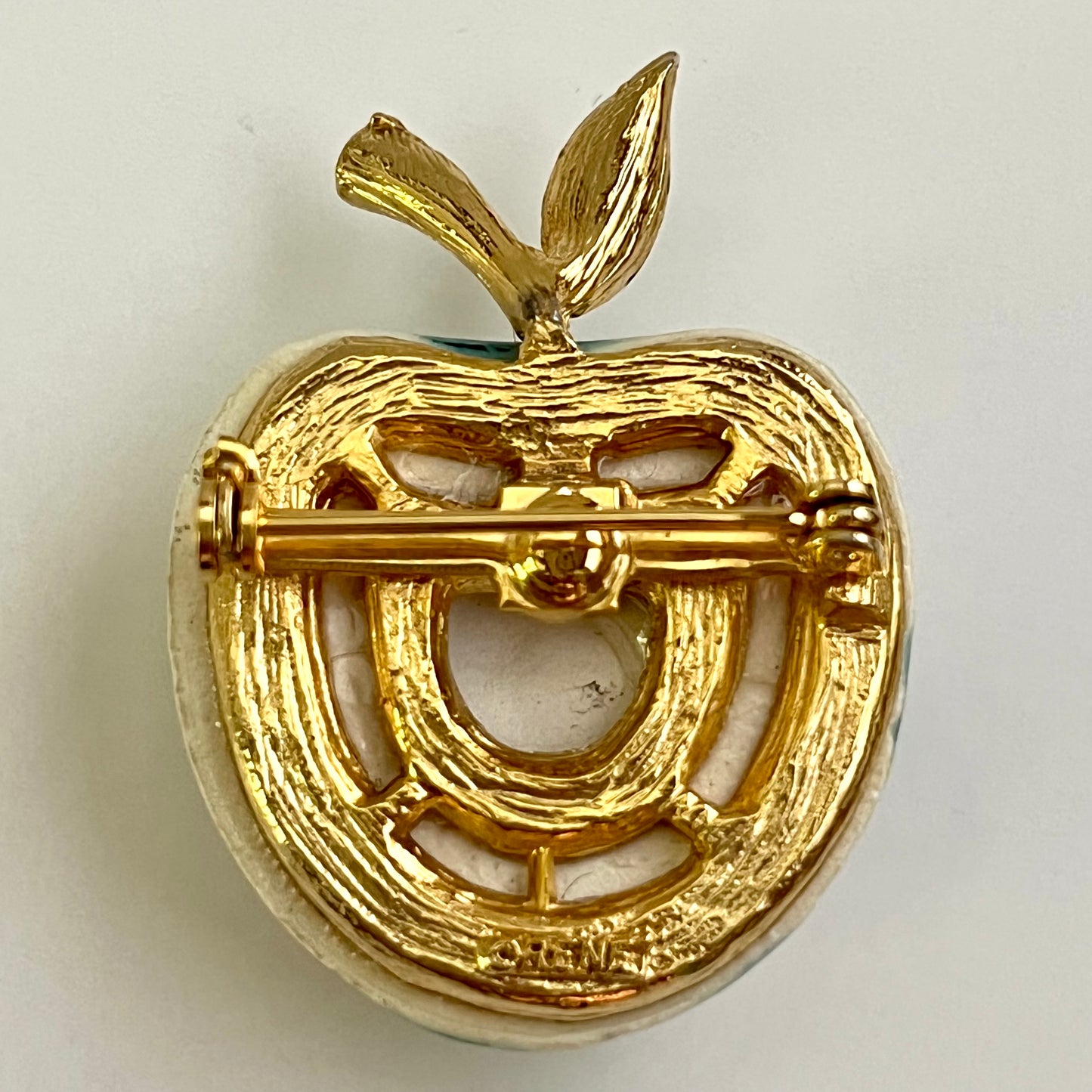 1960s Rene Ceramic Apple Brooch