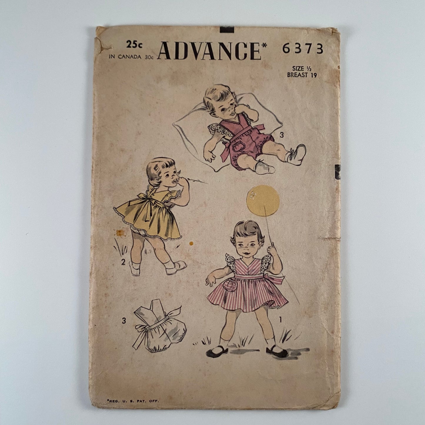 1940s Advance Baby/Toddler Pinafore Pattern No.6373