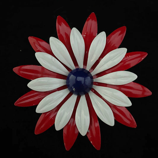 Late 60s/ Early 70s Large Enamel Flower Brooch - Retro Kandy Vintage