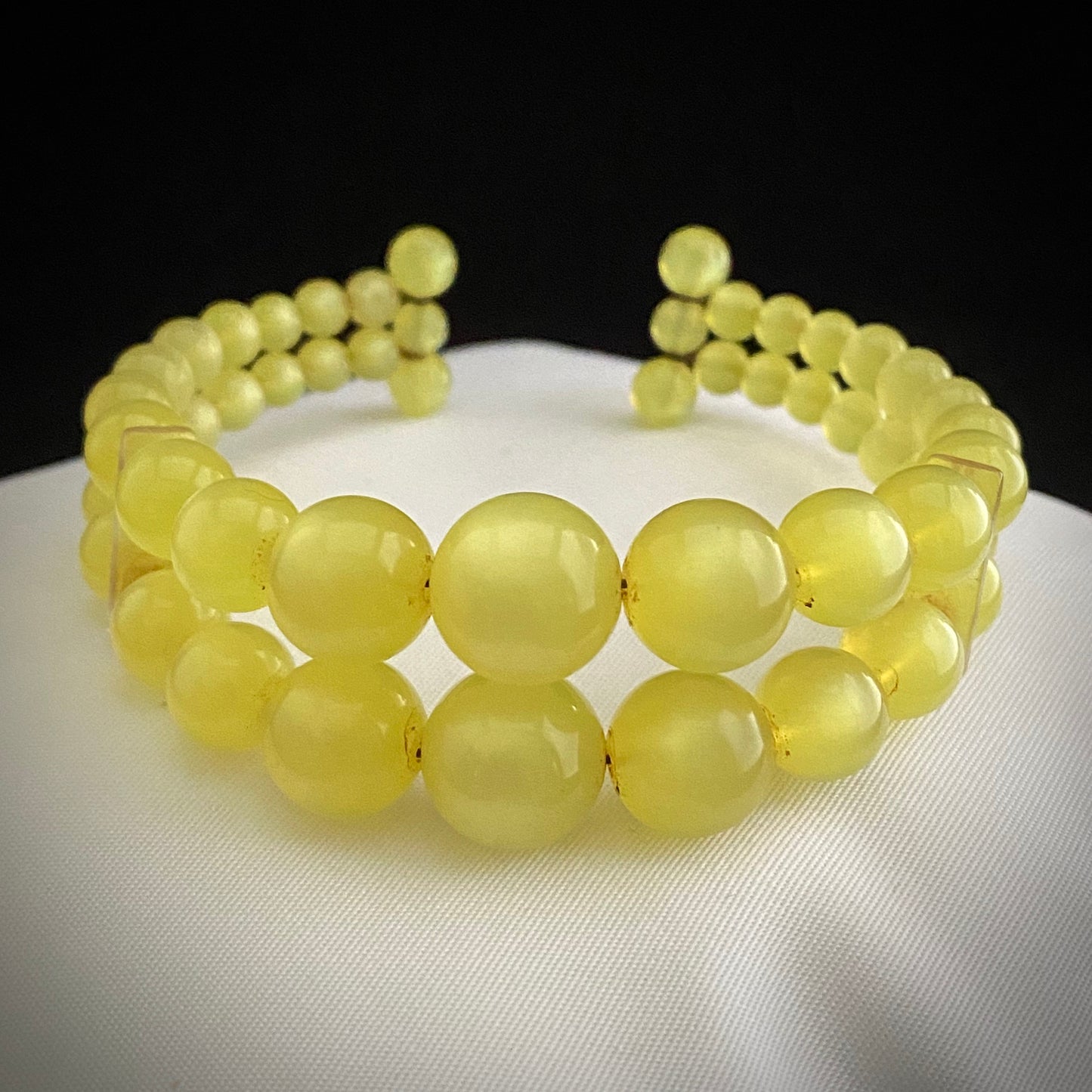 1960s Yellow Bead Coiled Cuff Bracelet