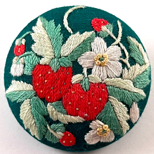 70s/80s Embroidered Strawberry Pin