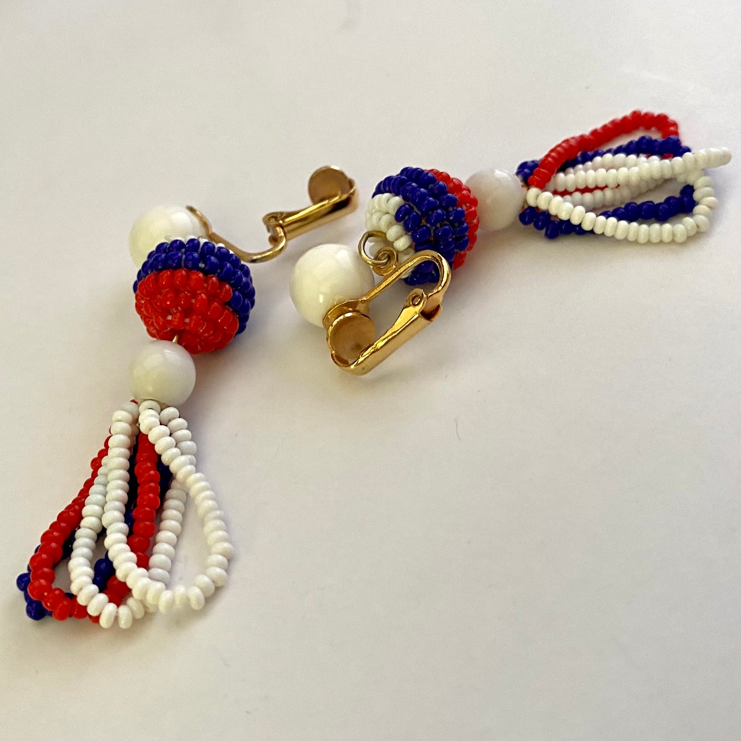 1960s Patriotic Bead Earrings