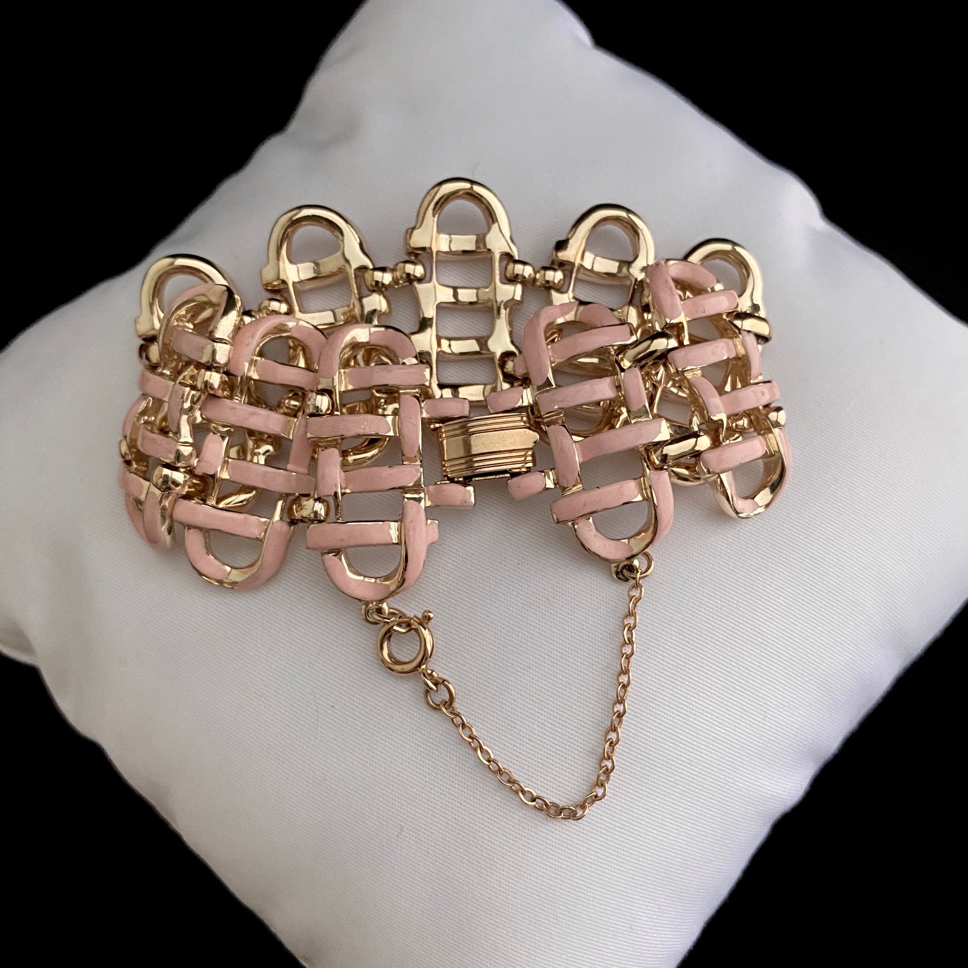 Late 50s/ Early 60s Coro Pink and Gold Bracelet - Retro Kandy Vintage