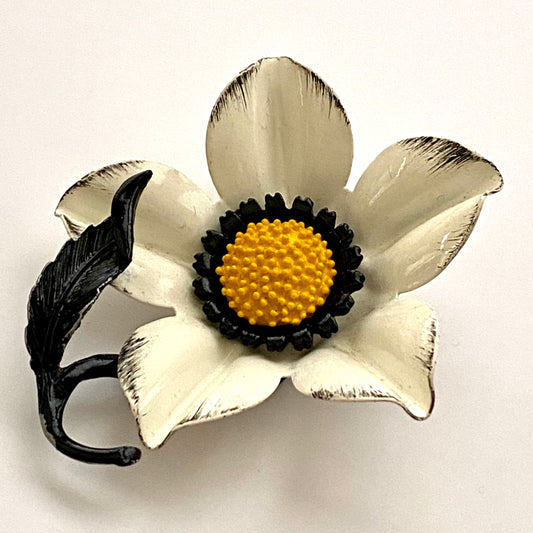 Late 60s/ Early 70s Large Enamel Flower Brooch