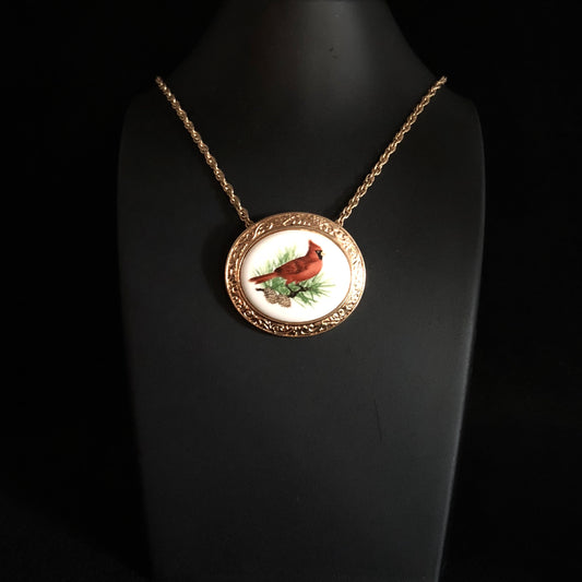 1982 Avon Birds of Nature Necklace/Brooch, Winter - Retro Kandy Vintage